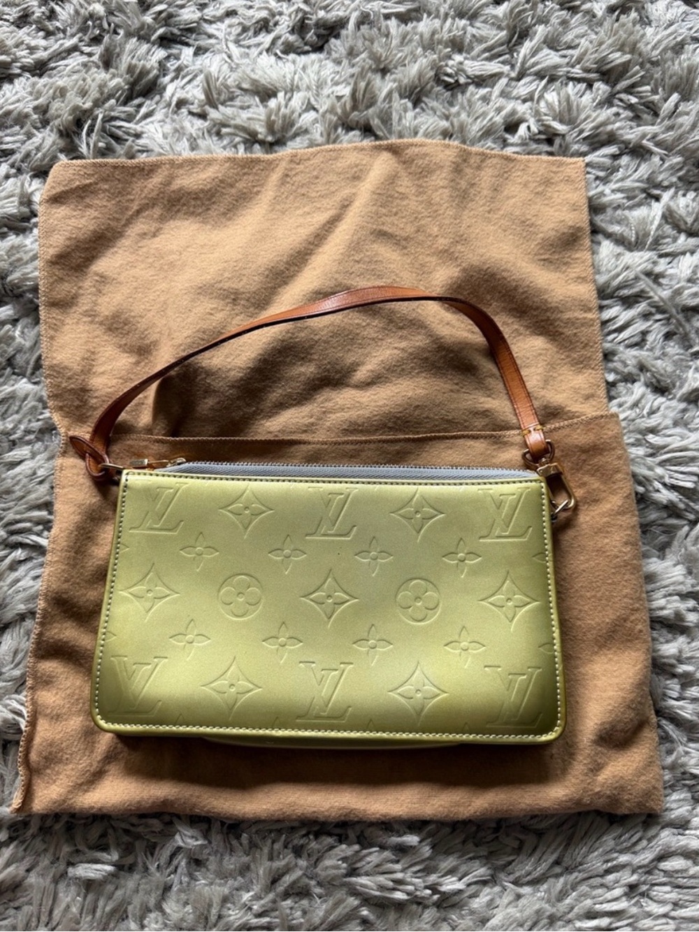 Louis Vuitton Embossed Monogram Shoulder Bag in Light Green